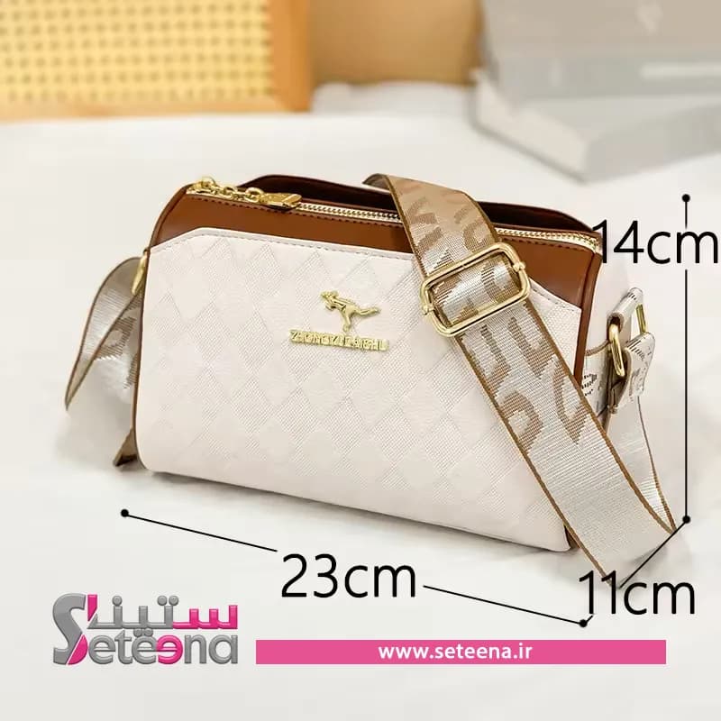 کیف دوشی زنانه سفید کانگرو کد B10003 — تصویر ۲