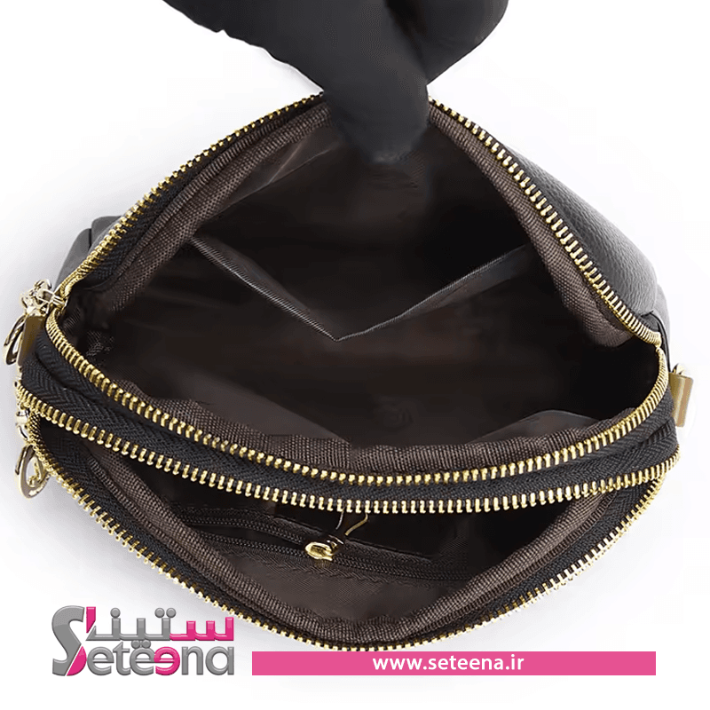 کیف دوشی مشکی تخم مرغی کد B10006 — تصویر ۴
