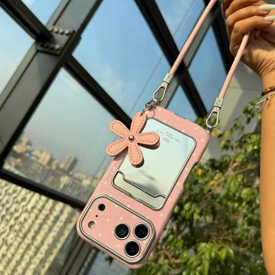قاب گوشی Pink Mirror Strap C4797 | قاب صورتی آینه‌ای — تصویر ۳