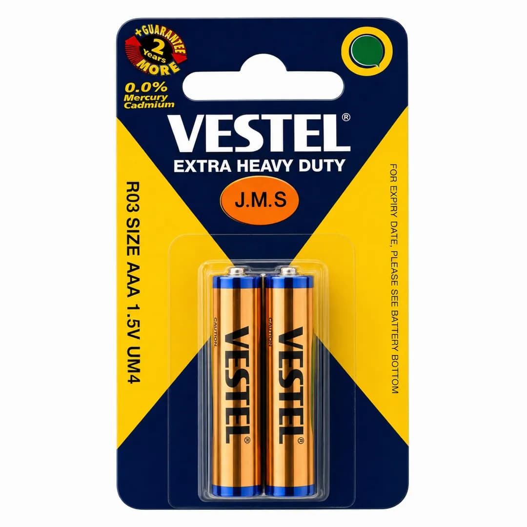 باتری نیم‌قلمی آلکالاین وستل AAA 1.5V بسته 2 عددی (کارتی)
