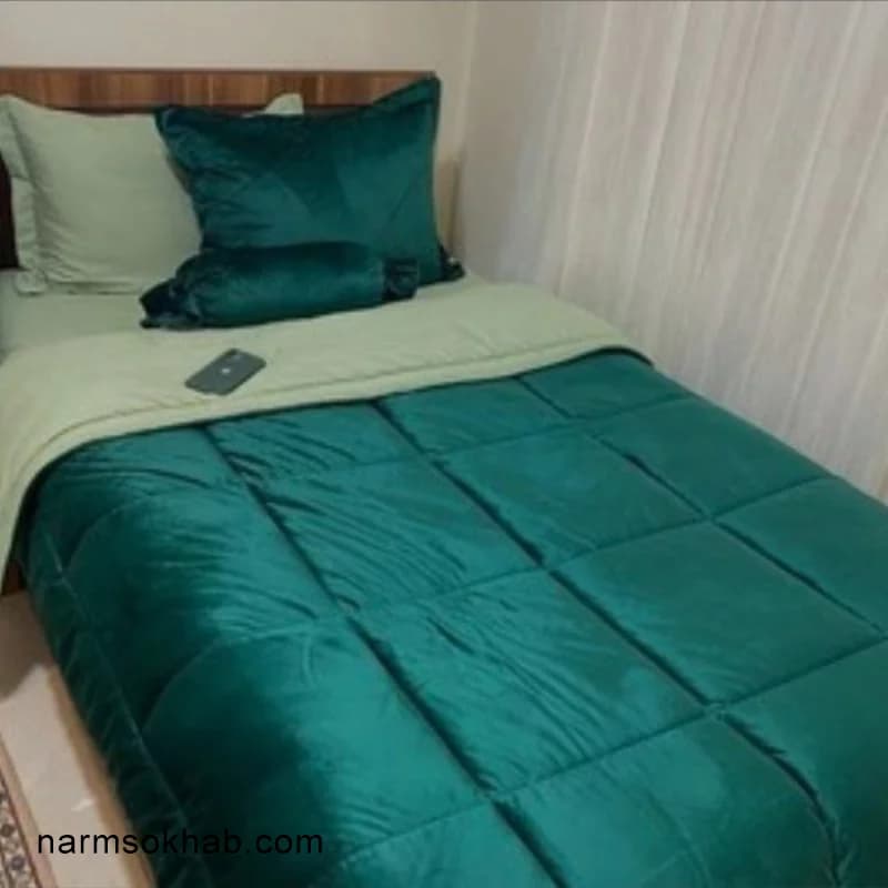 رو تختی مخمل تک نفره سایز ۱۲۰ + تک و عمده — تصویر ۳