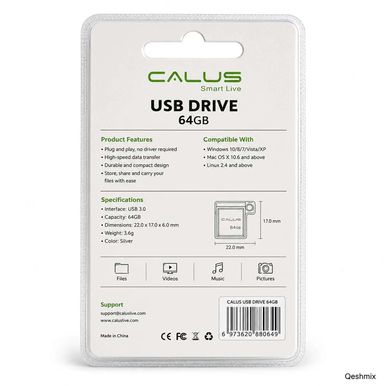 فلش مموری کالوس USB 3.0 64GB اورجینال — تصویر ۳