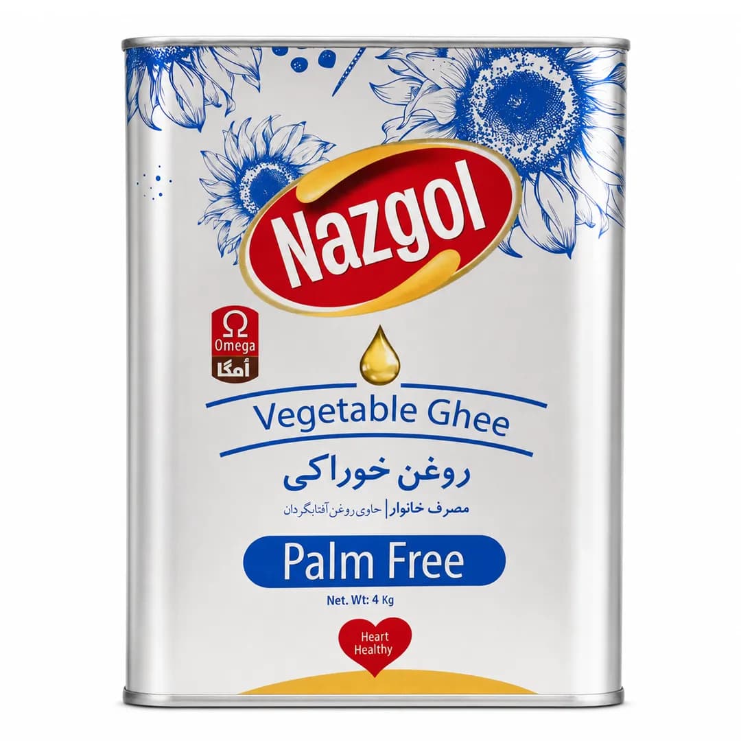 روغن خوراکی نیمه‌جامد بدون پالم نازگل ۴ کیلوگرمی