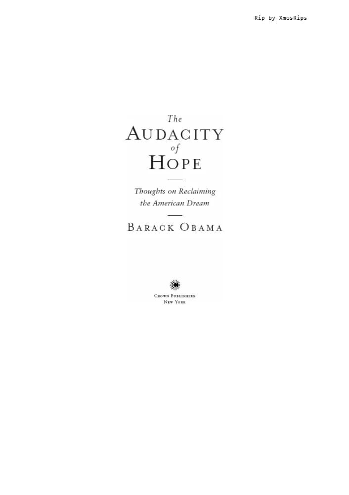 کتاب The Audacity of Hope (جسارت امید) نسخه انگلیسی PDF | باراک اوباما (Barack Obama)