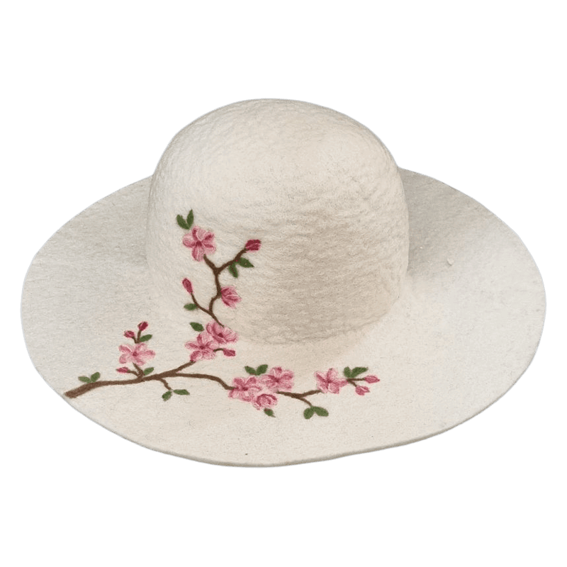 Felt Beach Hat with Blossom Design, Horfelt Brand