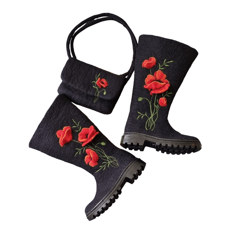 Felt Set Anemone Design Bag & Boots – Hoorfelt Brand — تصویر ۳