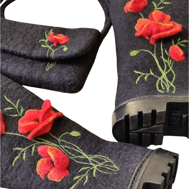 Felt Set Anemone Design Bag & Boots – Hoorfelt Brand — تصویر ۲