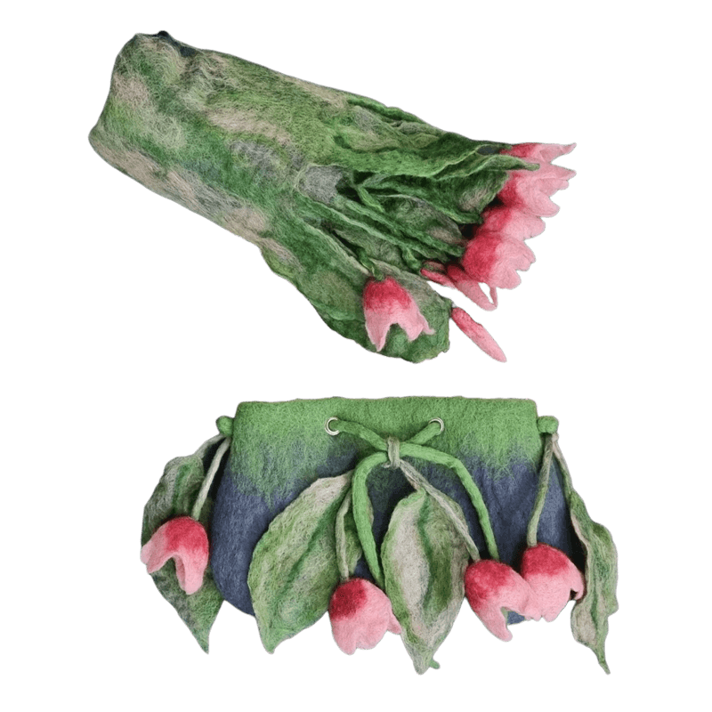 Felt Set Felt Shawel with Bag Tulip Design – Hoorfelt Brand — تصویر ۳