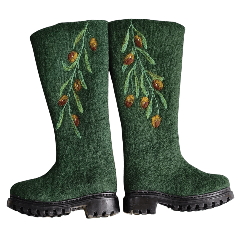 Olive-Design Felt Boots – Hoorfelt Brand