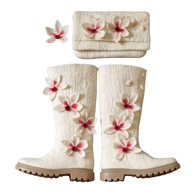 Orchid Felt Boots, Bag, and Brooch Set – Hoorfelt Brand