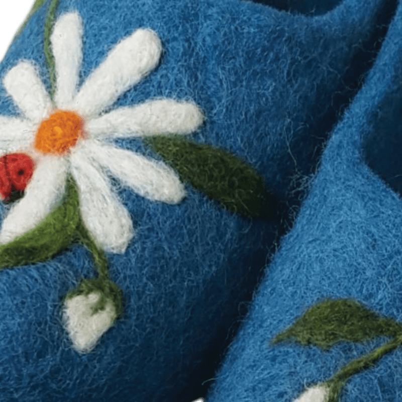 Chamomile & Ladybug Felt Slippers – Hoorfelt Brand — تصویر ۴
