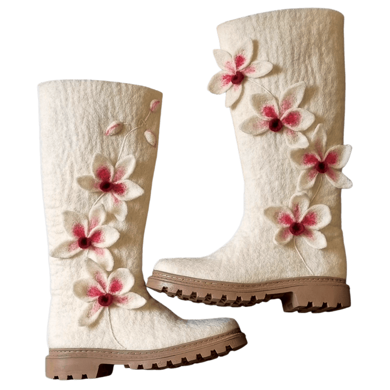 Orchid Embossed Felt Boots – Hoorfelt Brand