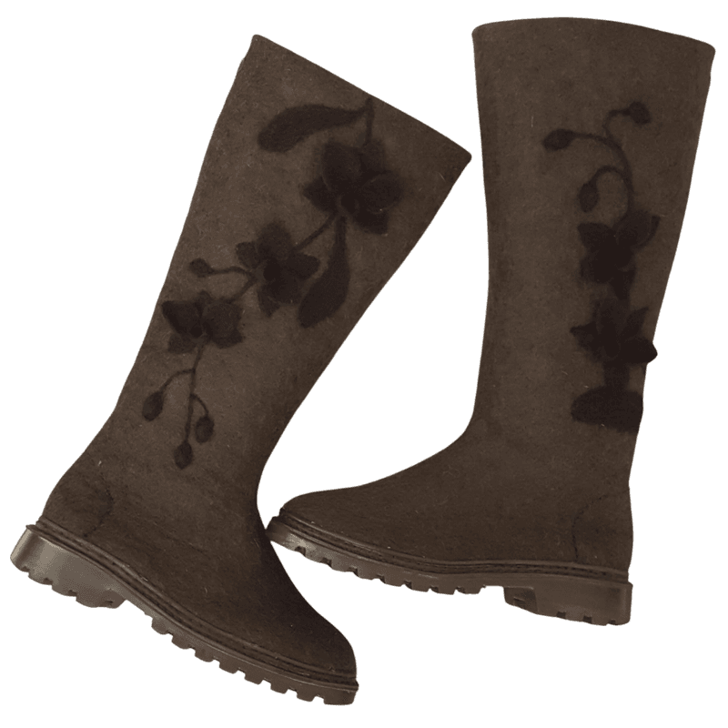 Orchid Embossed Felt Boots – Hoorfelt Brand — تصویر ۳