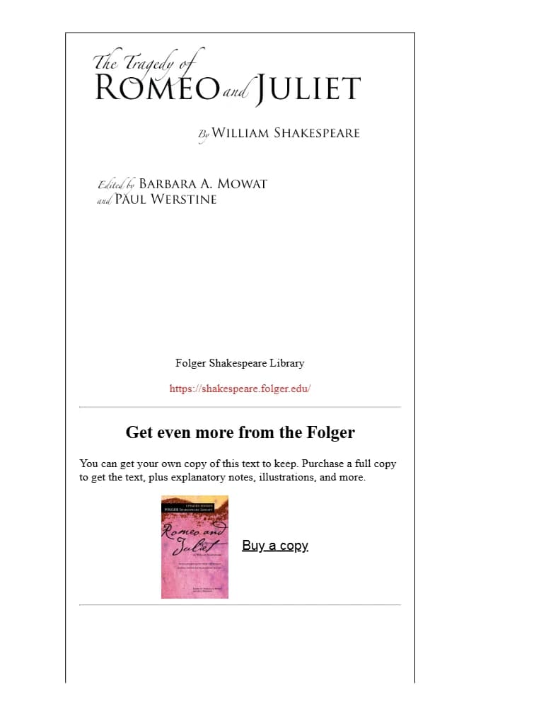 کتاب Romeo and Juliet (رومئو و ژولیت) نسخه انگلیسی PDF | ویلیام شکسپیر (William Shakespeare)