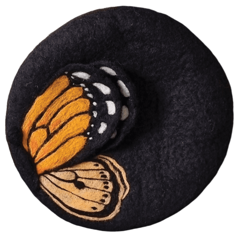 Felt Beret Hat Butterfly Design – Hoorfelt Brand