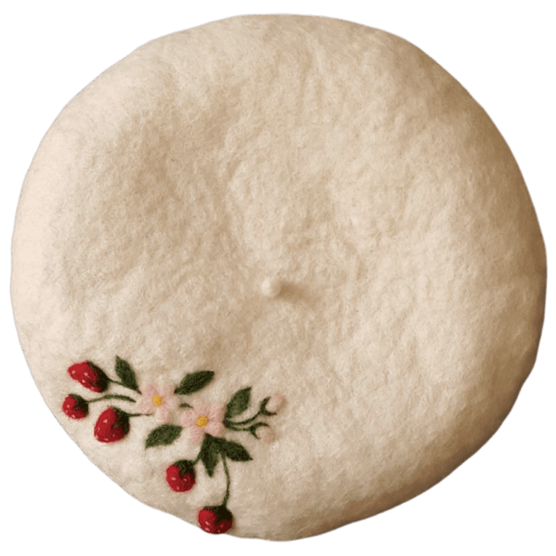 Felt Beret Hat Strawberry Design – Hoorfelt Brand