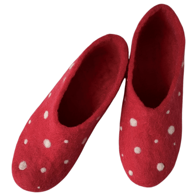 Polka Dot Felt Slippers – Horfelt Brand