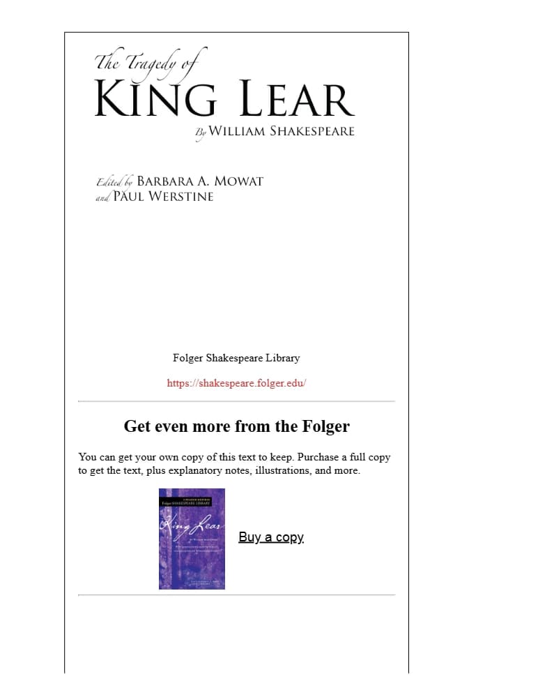کتاب King Lear (شاه لیر) نسخه انگلیسی PDF | ویلیام شکسپیر (William Shakespeare)