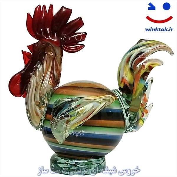 خروس شیشه ای تزیینی دست ساز