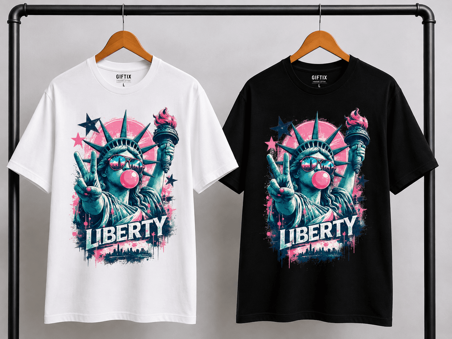 تیشرت LIBERTY | تیشرت نوشته‌دار آزادی با طراحی خاص | کد 2166 | مردانه و زنانه | گیفتیکس