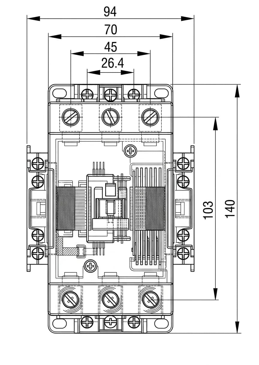 کنتاکتور 85 آمپر 45 کیلوات، بوبین 220 VAC،برند LS مدل MC-85a — تصویر ۴