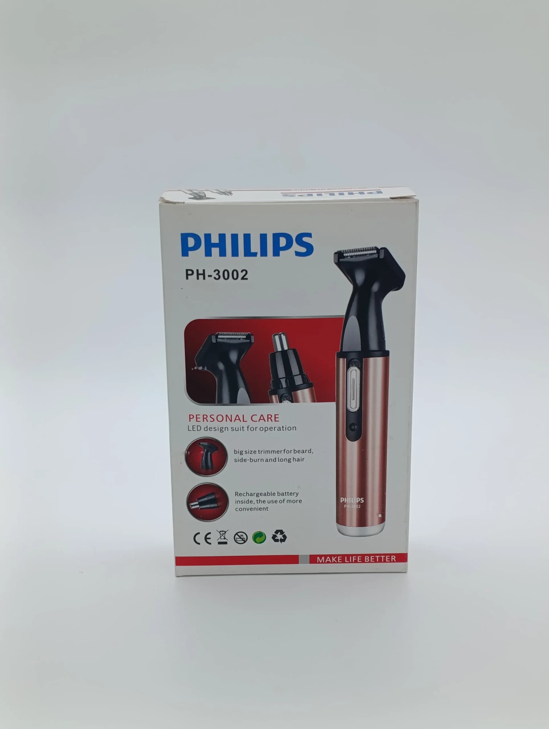 موزن گوش و بینی و خط زن دو کاره فیلیپس Philips مدل PH-3002 (تیغه ضد زنگ و قابل شارژ)