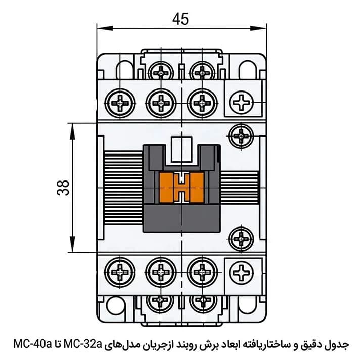 کنتاکتور 32 آمپر 15 کیلوات، بوبین 220 VAC،برند LS مدل MC-32a — تصویر ۵