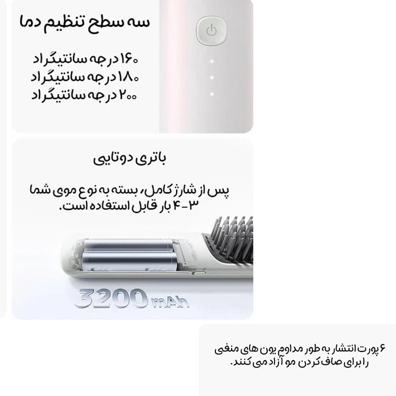 برس حرارتی بی سیم شیائومی مدل Mijia cordless hair straightener MJZFS01LF — تصویر ۷