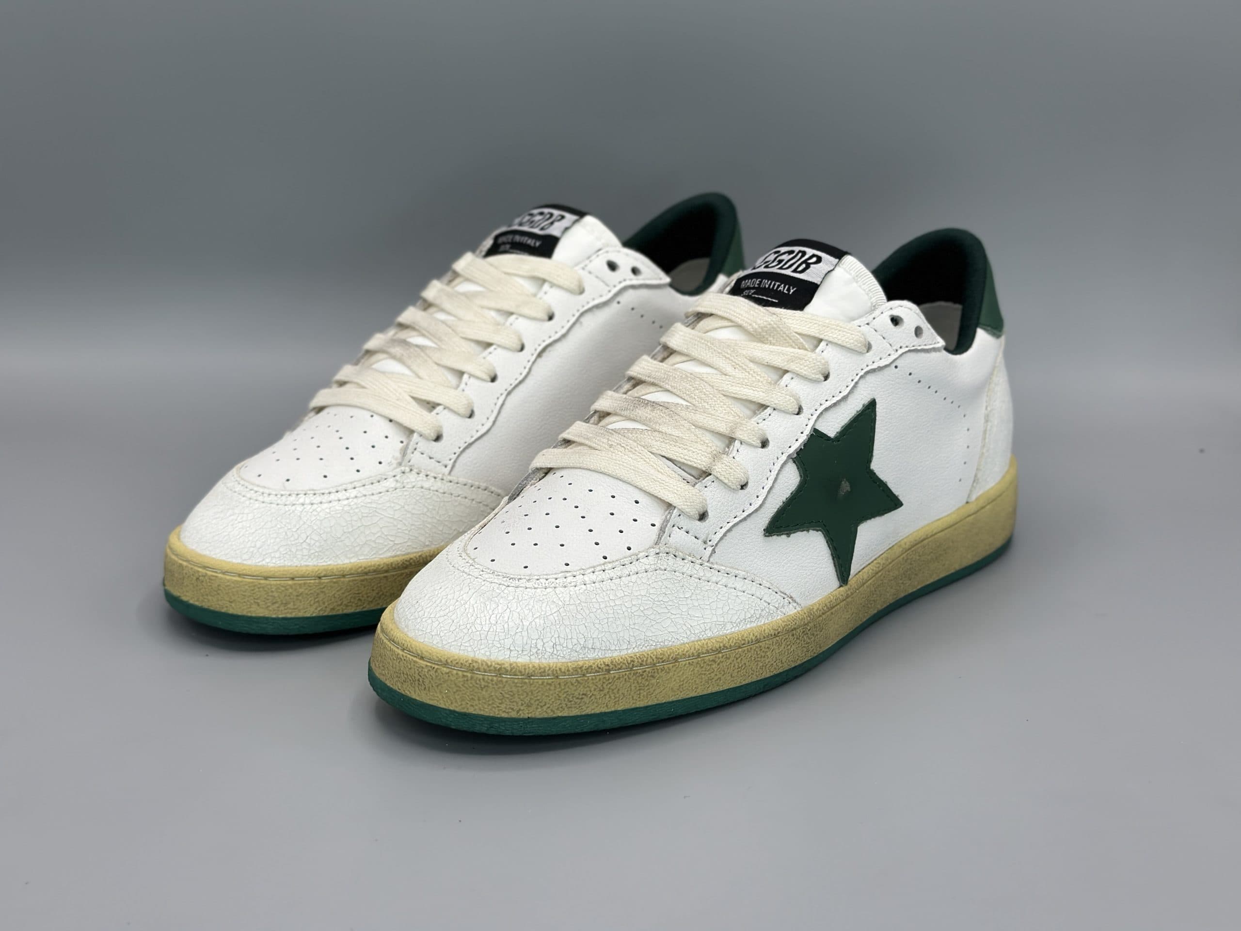 کتانی گلدن گوس بال استار چرم سفید سبز سبز/Golden Goose Ball star — تصویر ۵