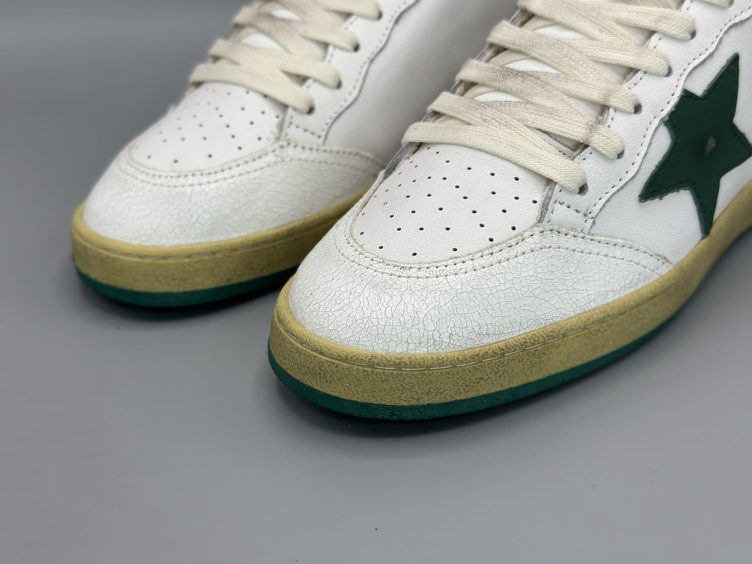 کتانی گلدن گوس بال استار چرم سفید سبز سبز/Golden Goose Ball star — تصویر ۶