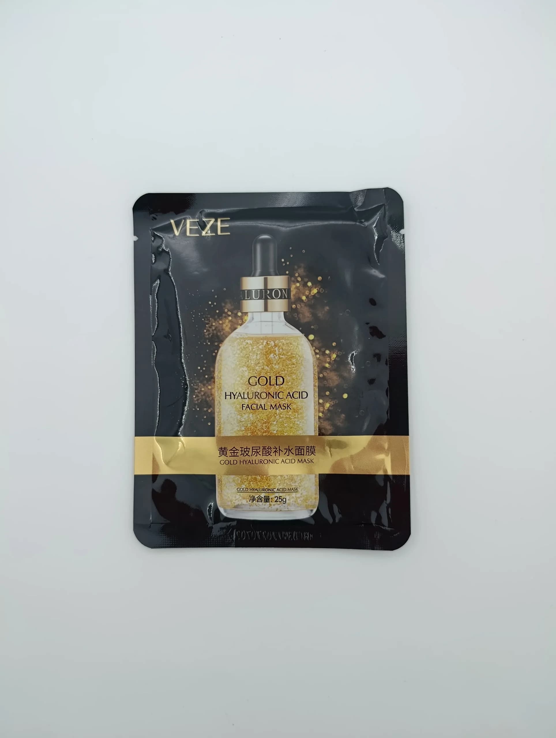 ماسک ورقه‌ای طلا VEZE | آبرسان عمیق و روشن‌کننده با سرم طلا و هیالورونیک اسید