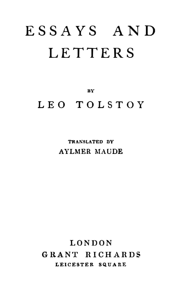 کتاب جستارها و نامه‌ها (Essays and Letters) اثر لئو تولستوی نسخه PDF انگلیسی