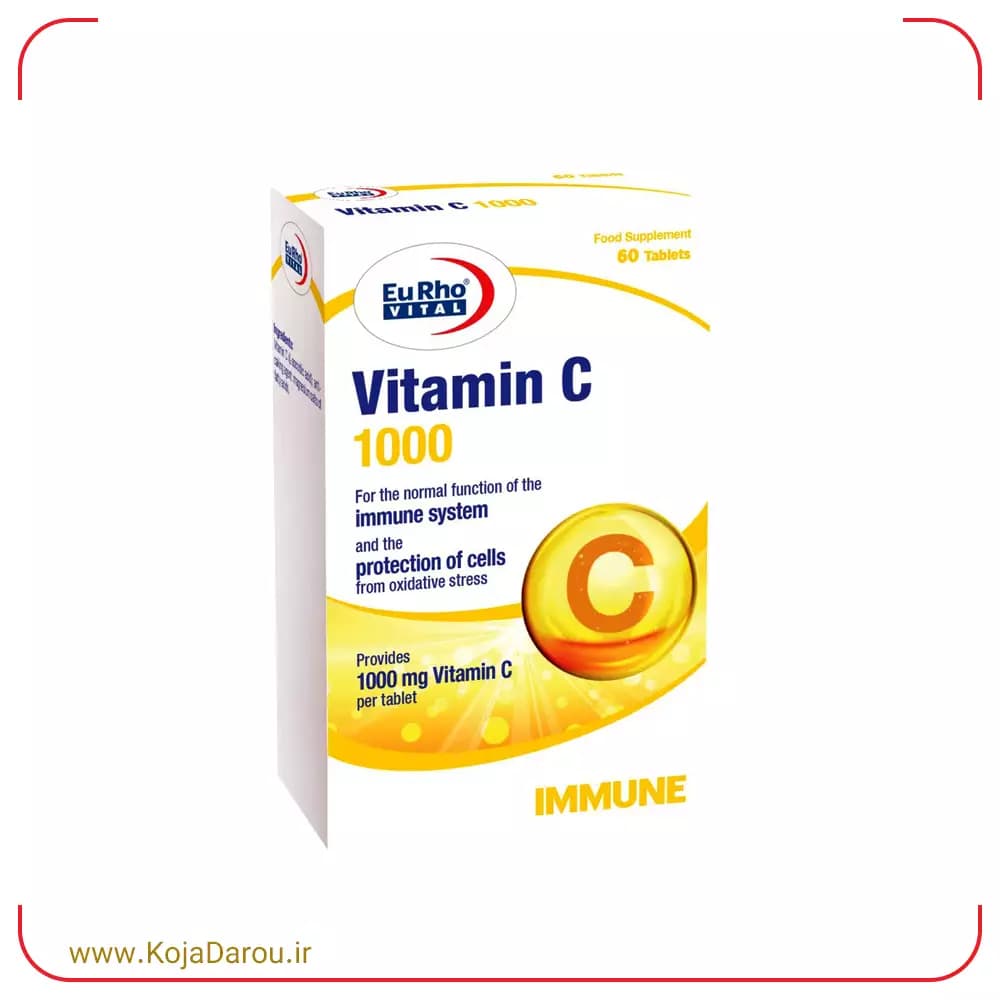 قرص ویتامین سی 1000 میلی گرم یوروویتال Eurho Vital Vitamin C بسته 60 عددی — تصویر ۲