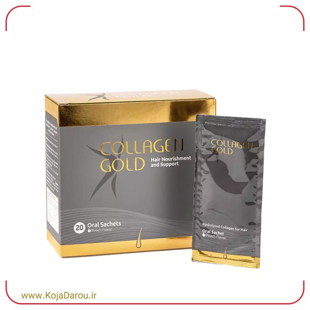 ساشه کلاژن گلد هیر آدریان با طعم هلو Collagen Gold Hair بسته 20 عددی