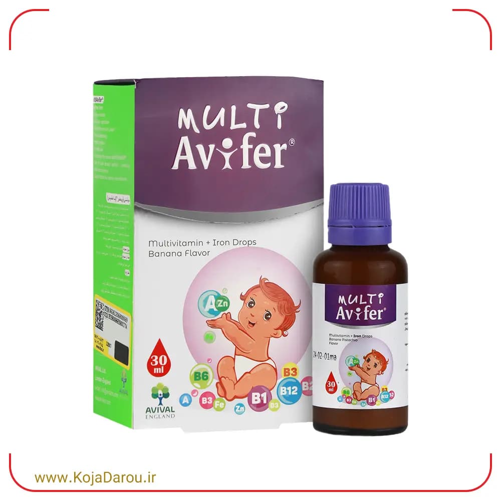 قطره مولتی آویفر آویوال با طعم موز Multi Avifer حجم 30 میلی لیتر