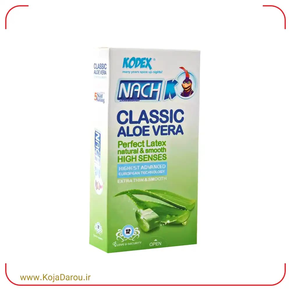 کاندوم کلاسیک آلوئه ورا ناچ کدکس Kodex Classic Aloevera بسته 12 عددی