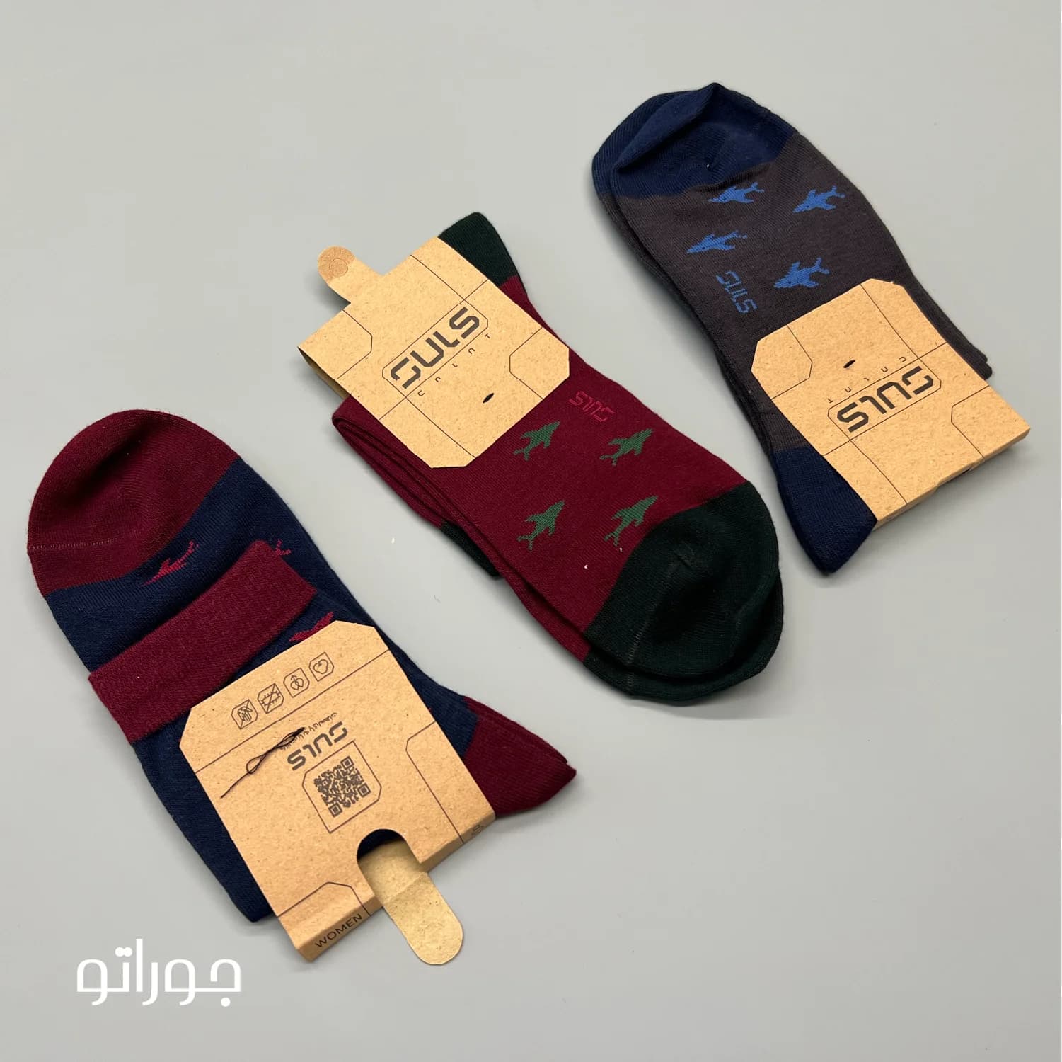 جوراب ساقدار نخ پنبه کالات مدل کوسه ای