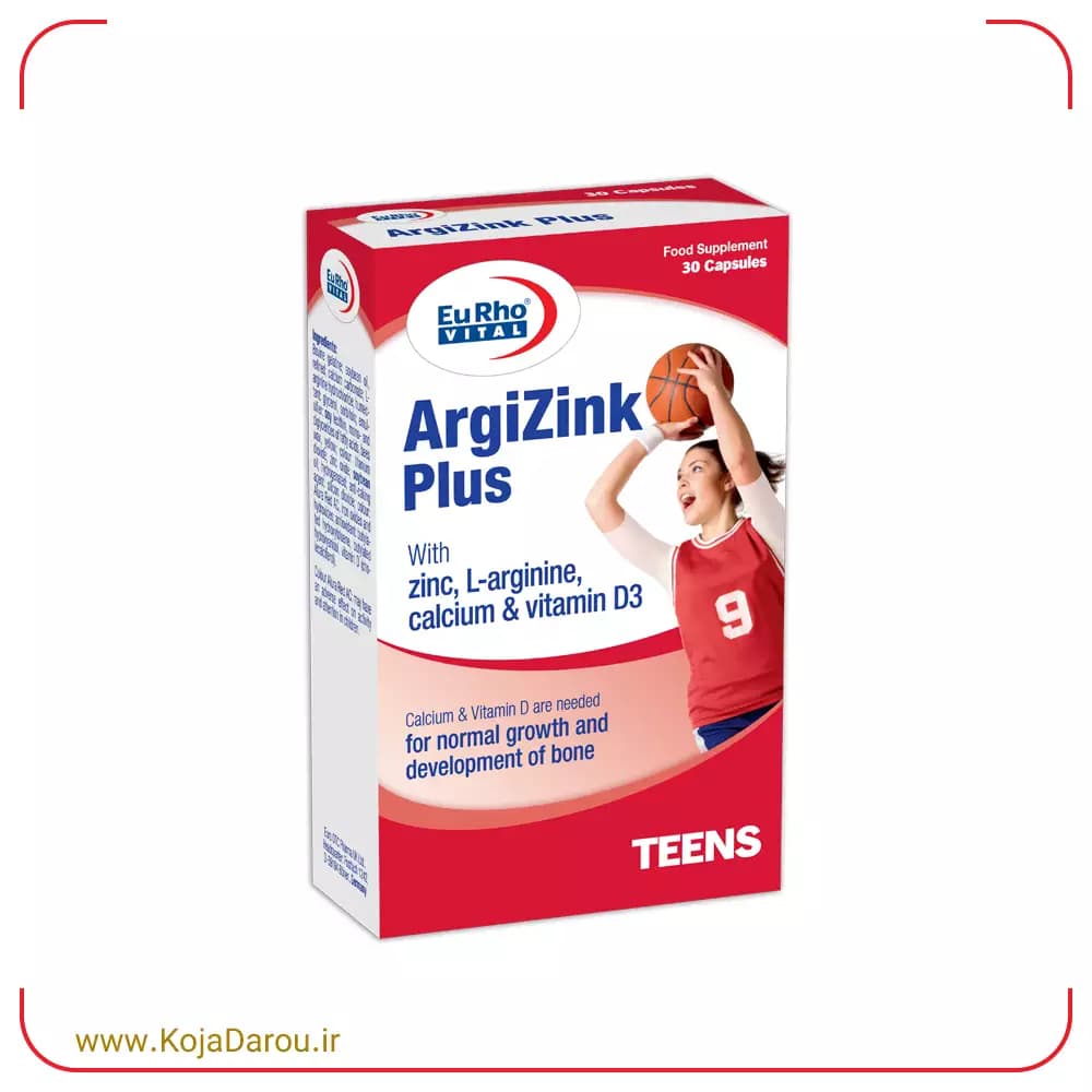 کپسول آرژی زینک پلاس یوروویتال Argi Zink Plus بسته 60 عددی — تصویر ۲