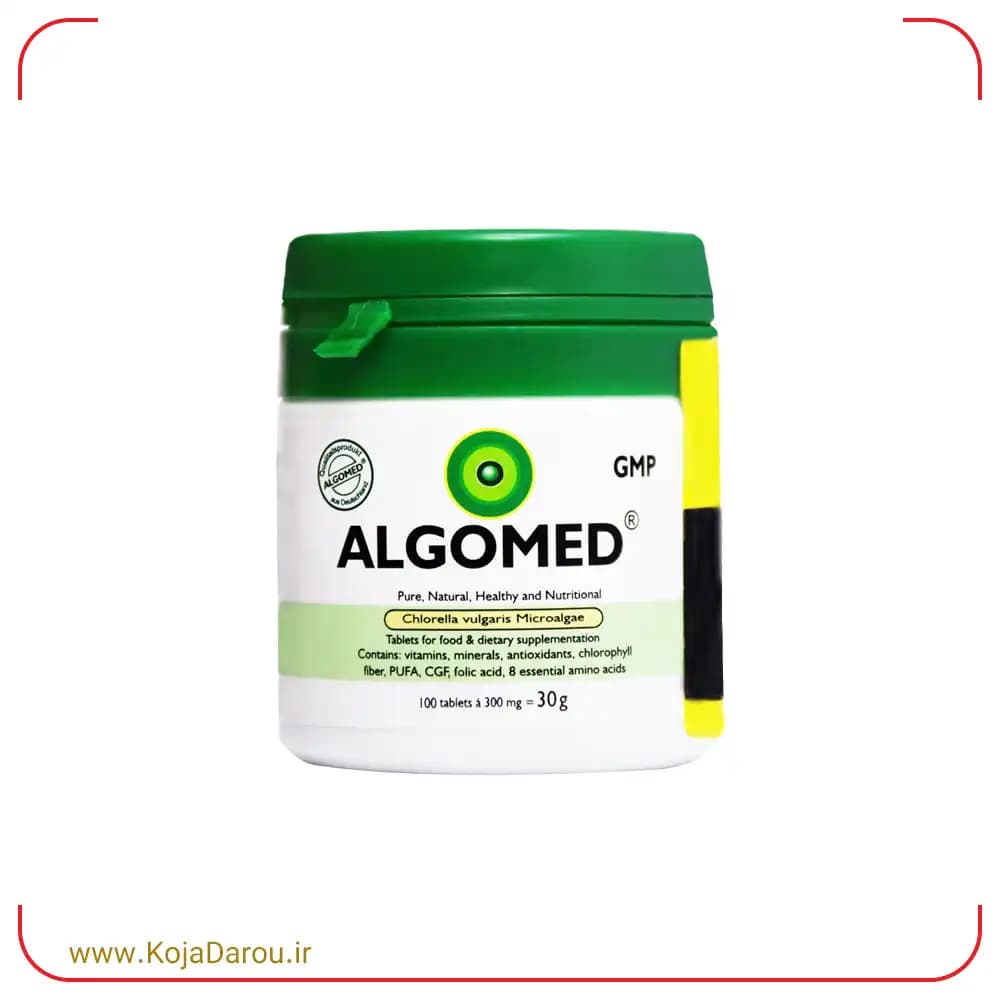 قرص آلگومد 300 میلی گرم جلبک کلرلا ولگاریس Algomed بسته 100 عددی