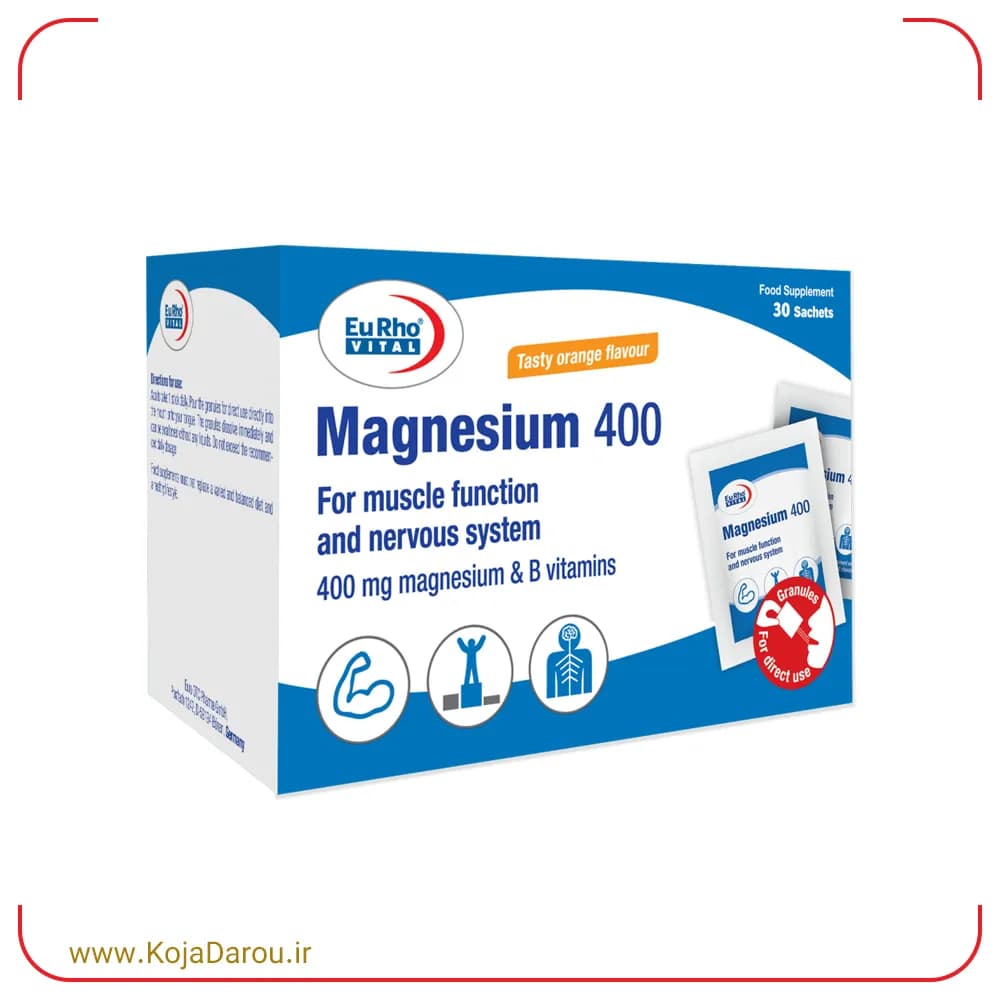 ساشه منیزیم یوروویتال با طعم پرتقال Magnesium 400 بسته 30 عددی — تصویر ۲