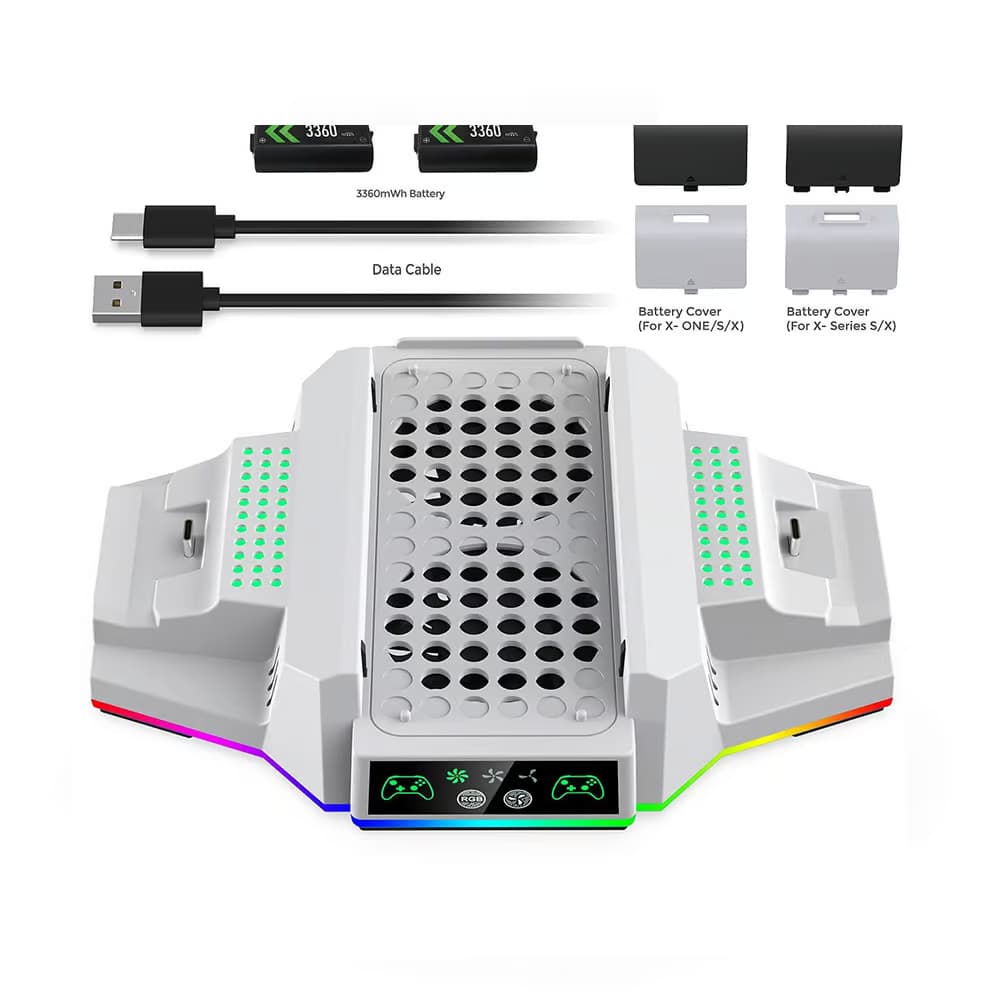 پایه خنک کننده و شارژر دابی مدل 3612 همراه باتری مناسب XBOX Series S — تصویر ۹