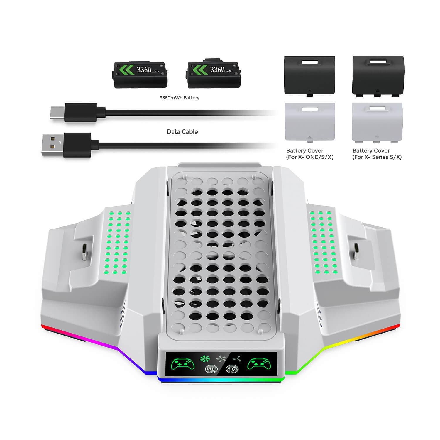 پایه خنک کننده و شارژر دابی مدل 3612 همراه باتری مناسب XBOX Series S — تصویر ۲