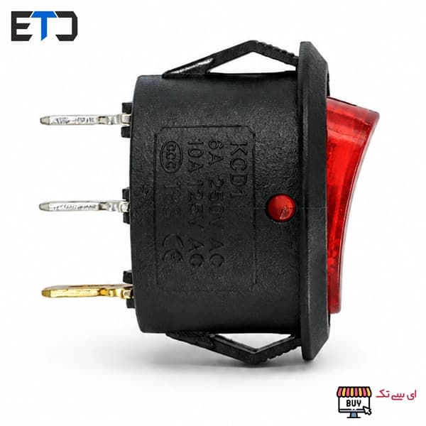 کلید راکر بیضی چراغ دار دو حالته 3 پین KCD-1-3 — تصویر ۲