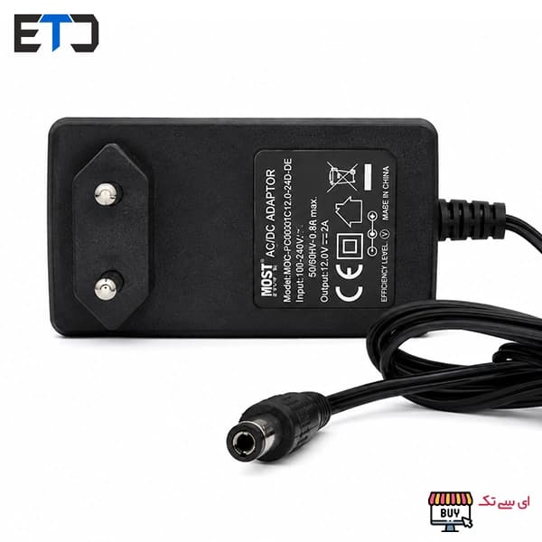 آداپتور 12 ولت 2 آمپر دیواری 12V-2A استوک موسو Moso — تصویر ۲