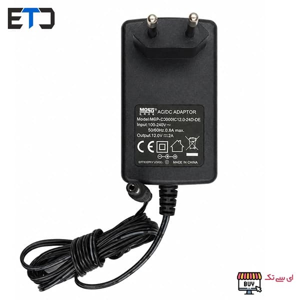 آداپتور 12 ولت 2 آمپر دیواری 12V-2A استوک موسو Moso — تصویر ۳