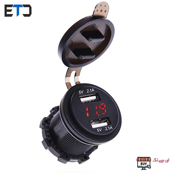 شارژر USB خودرویی روپنلی گرد QC3.0 با نمایشگر ولتاژ — تصویر ۴