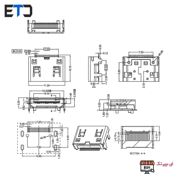سوکت مینی HDMI مادگی شارژ پوز VX670 / VX680 / D210B — تصویر ۳