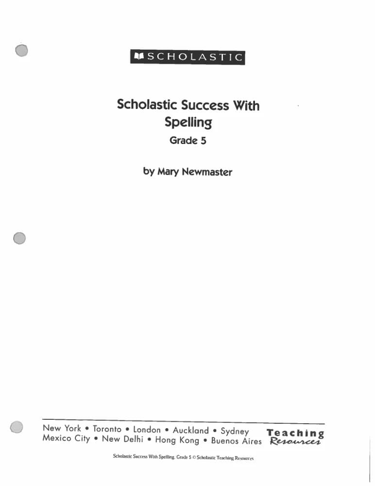 کتاب Scholastic Success With Spelling Grade 5 نسخه PDF انگلیسی