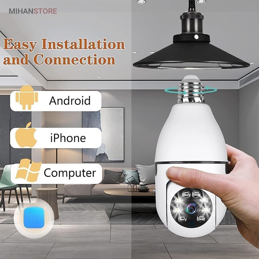 دوربین لامپی چرخش 360 درجه قابل کنترل با نرم‌افزار V720 — تصویر ۵
