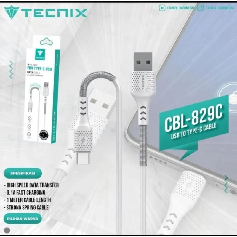 کابل تایپ سی فست شارژ 3.1 آمپر تکنیکس CBL-829-C طول 1 متر — تصویر ۳